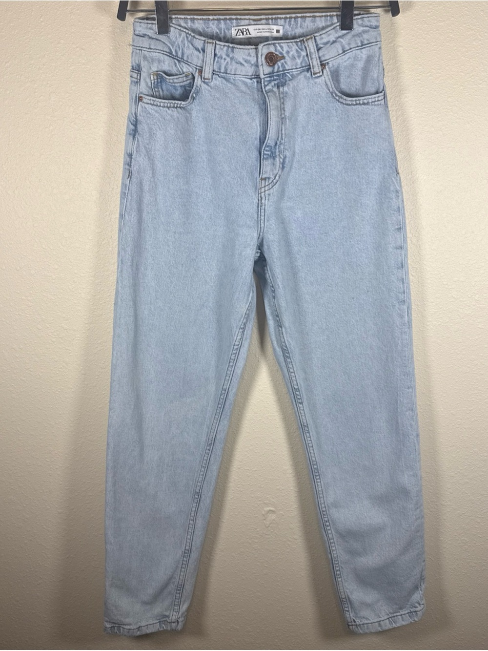 Zara Women’s Straight Leg Jeans Light Wash High Rise 4 90s
